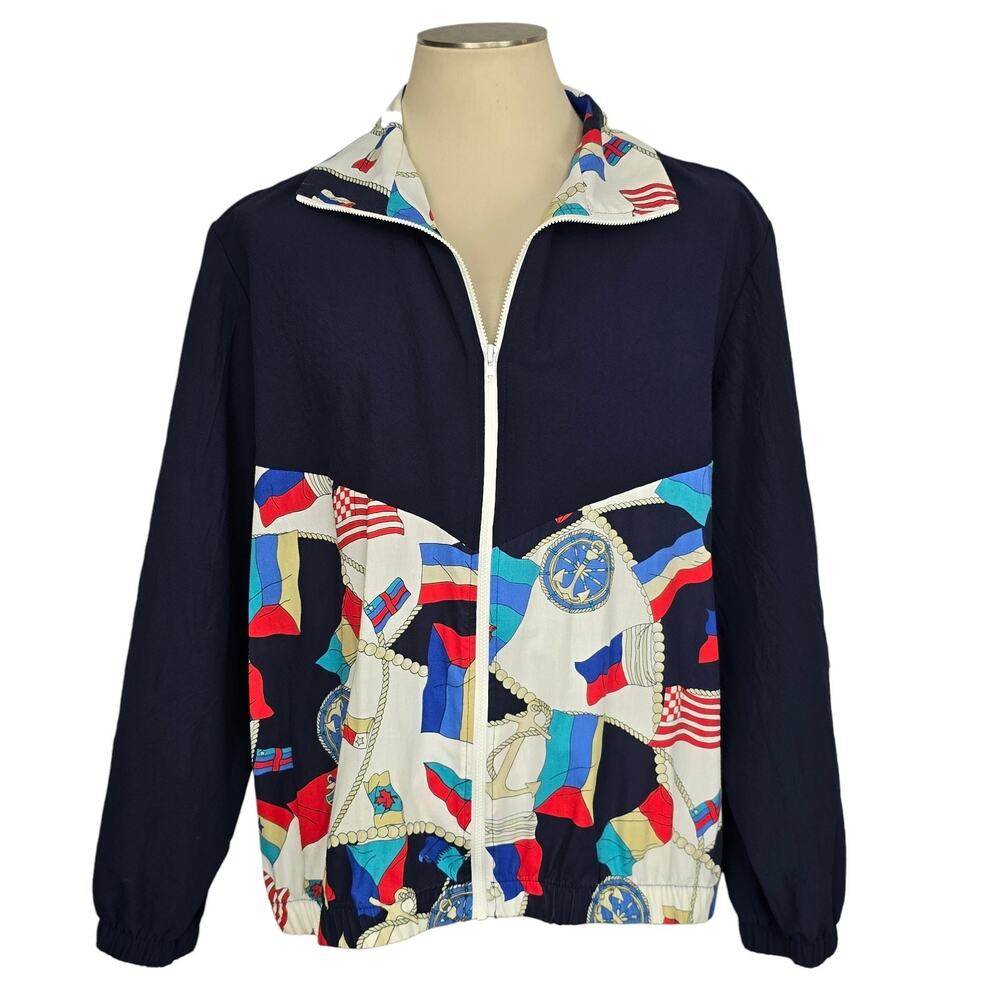 90s Nautical Flags Windbreaker Jacket by Blair Boutique Vintage USA Made Size 2X